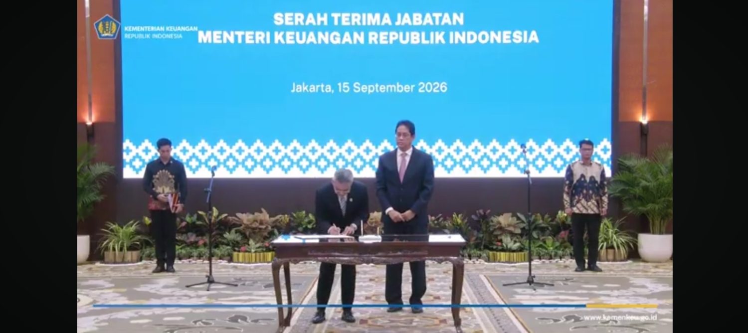 : Kementerian Keuangan menggelar Serah Terima Jabatan Menteri Keuangan Republik Indonesia dari Purbaya Yudhi Sadewa kepada Suahasil Nazara, di Aula Mezzanine, Gedung Djuanda I, Kementerian Keuangan, Selasa (15/9/2026). (Tangkapan Layar Kanal YouTube Kemenkeu RI)