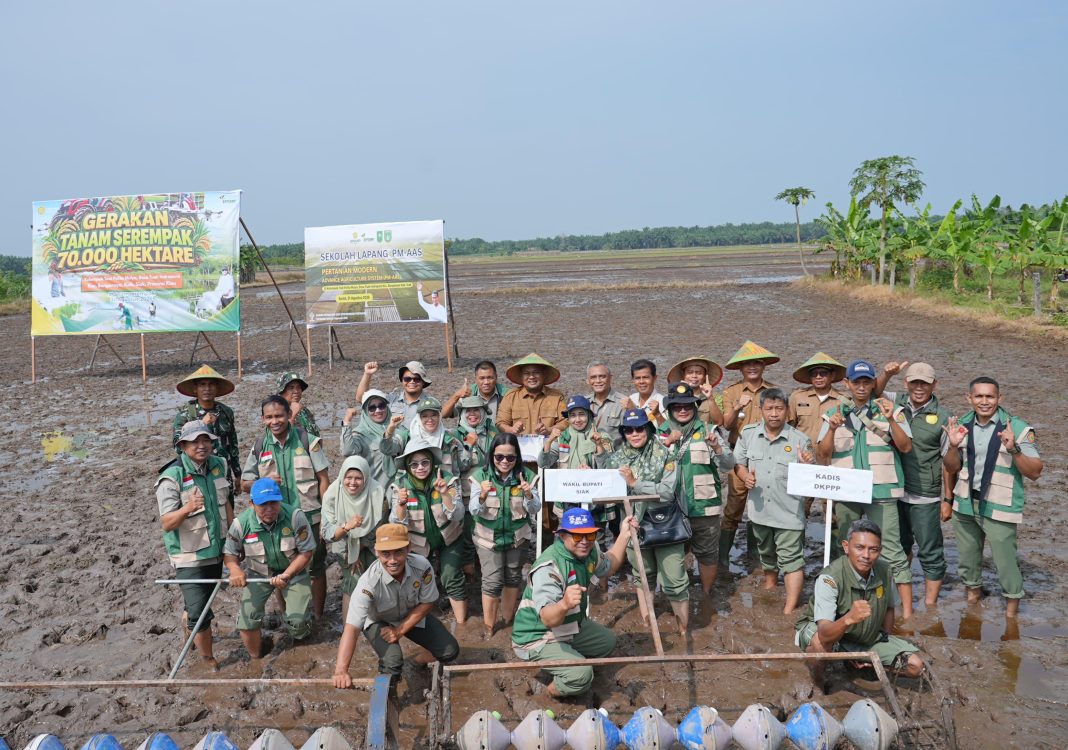 : Wakil Bupati Siak Syamsurizal menghadiri Gerakan Penanaman Serentak 70.000 Hektar program kementerian pertanian, Senin (30/8/2027)/ (Angga/Humas Siak).