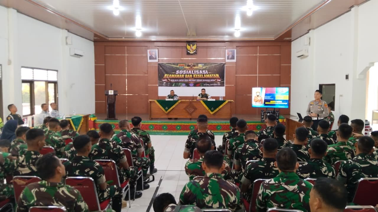 Sinergi TNI-Polri, Satlantas Lampung Utara Beri Edukasi Keselamatan ke Anggota Kodim