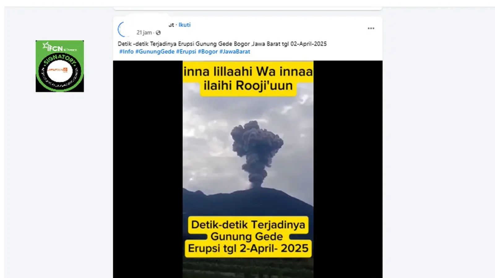 Tiga Hoaks Video Gunung Meletus Beredar di Media Sosial, dari Sibolga hingga Anak Krakatau
