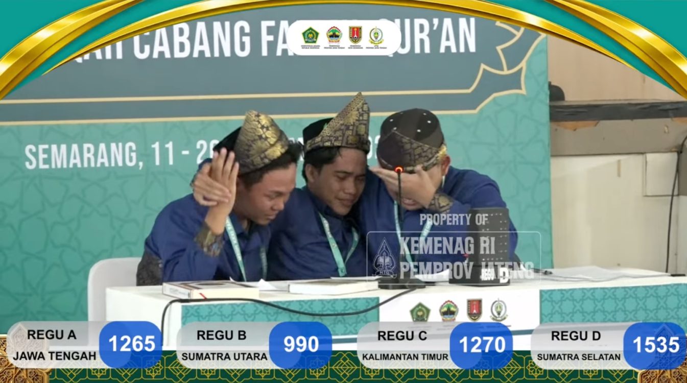 : Tim Fahmil Qur'an Putra Sumsel terdiri atas Dimas Pradinata, Ahmad Zain Ardilla, dan Ahmad Azka Annabil./Foto Humas Kemenag