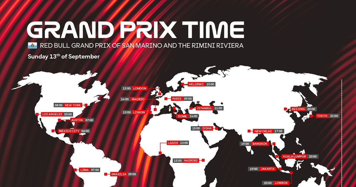 TIME SCHEDULE: Red Bull Grand Prix of San Marino and the Rimini Riviera