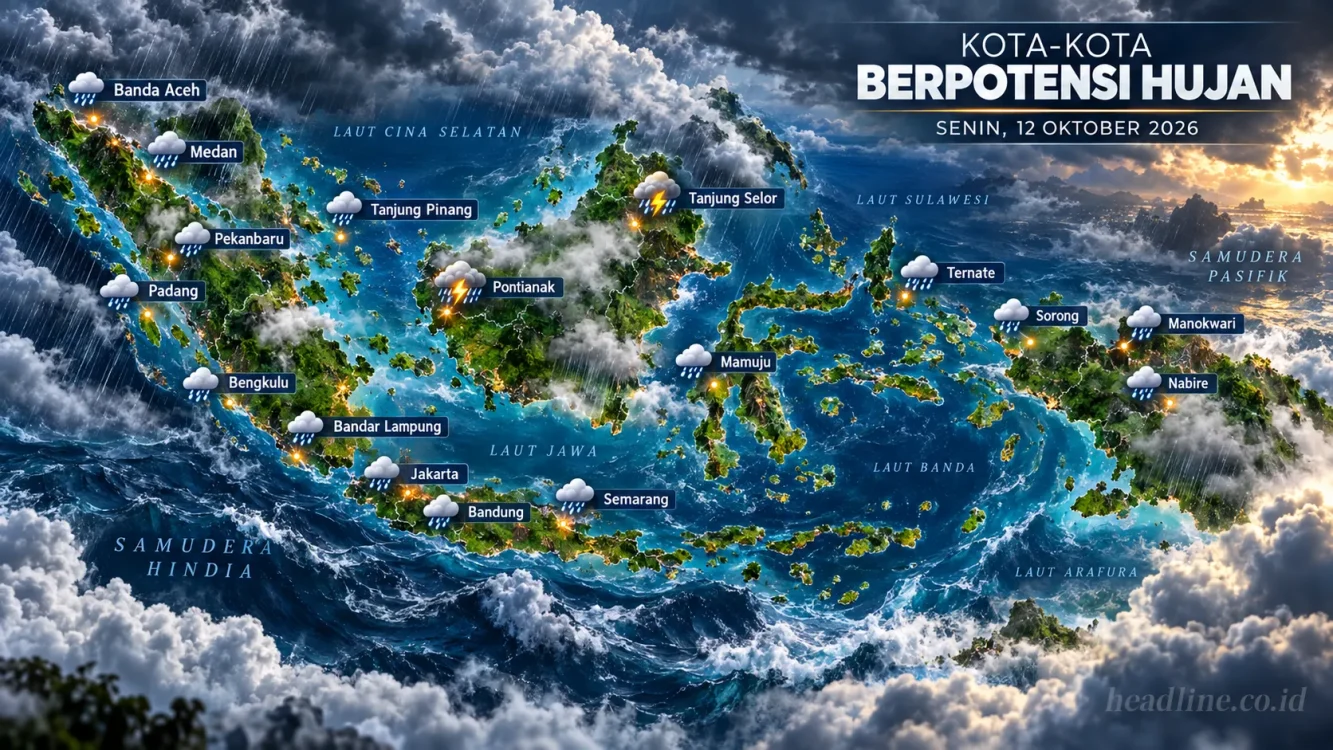 Daftar Daerah yang hujan besok 12 Oktober 2026