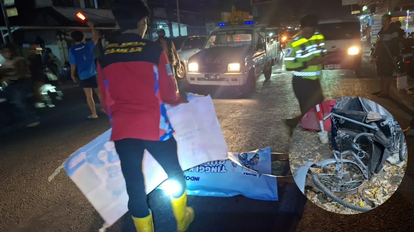 Kecelakaan Becak Vs Mobil Grand Max di jalan Wonosari