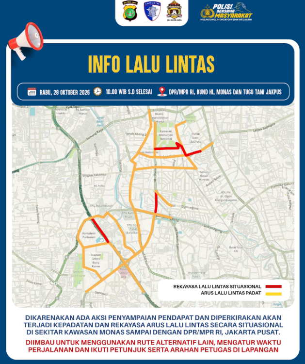 Ada Aksi Unjuk Rasa di Bundaran HI Hari Ini, Cek Rekayasa Lalu Lintasnya