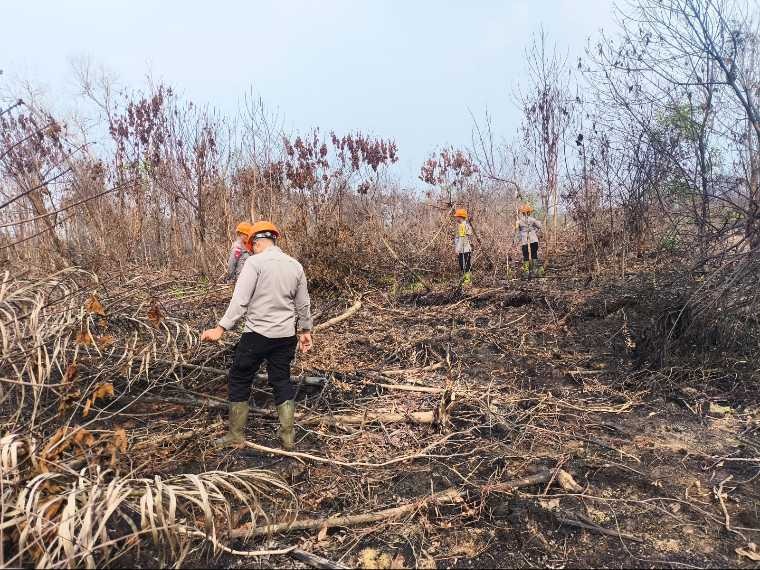 Brimob Polda Kalbar Perketat Pengawasan Lahan Bekas Karhutla di Kubu Raya