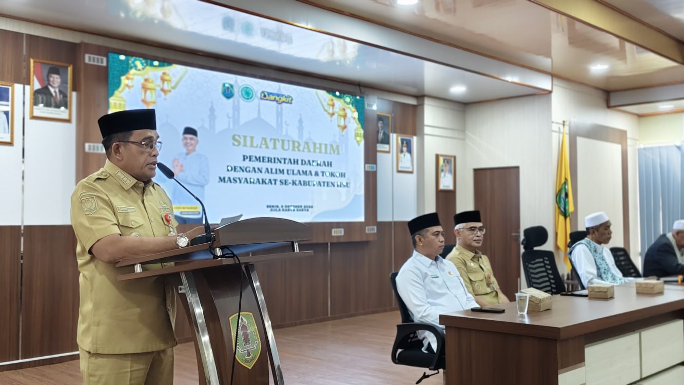 : Silaturahmi Bupati Hulu Sungai Utara, Sahrujani, bersama para pemuka agama dan tokoh masyarakat se-Kabupaten HSU, yang berlangsung di Aula Badan Pengelolaan Keuangan dan Aset Daerah (BPKAD) HSU, Senin (5/10/2026).