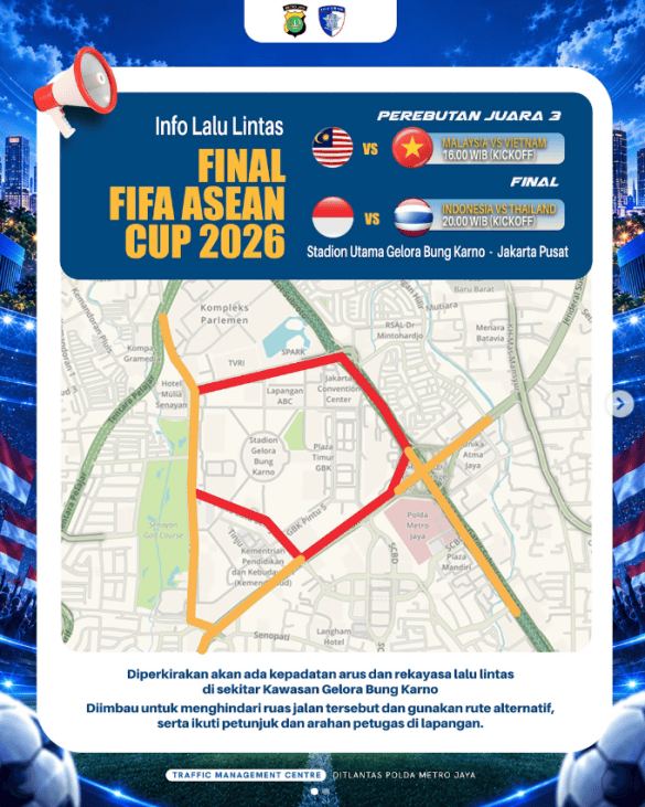 Final Indonesia vs Thailand FIFA ASEAN CUP 2026 Malam Ini di GBK, Polda Metro Imbau Warga Antisipasi Kepadatan