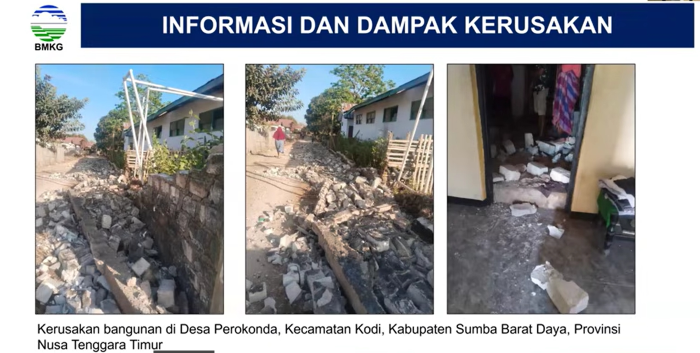 : Kerusakan akibat gempa di Sumba Barat Daya, Nusa Tenggara Timur. (Sumber: BMKG)