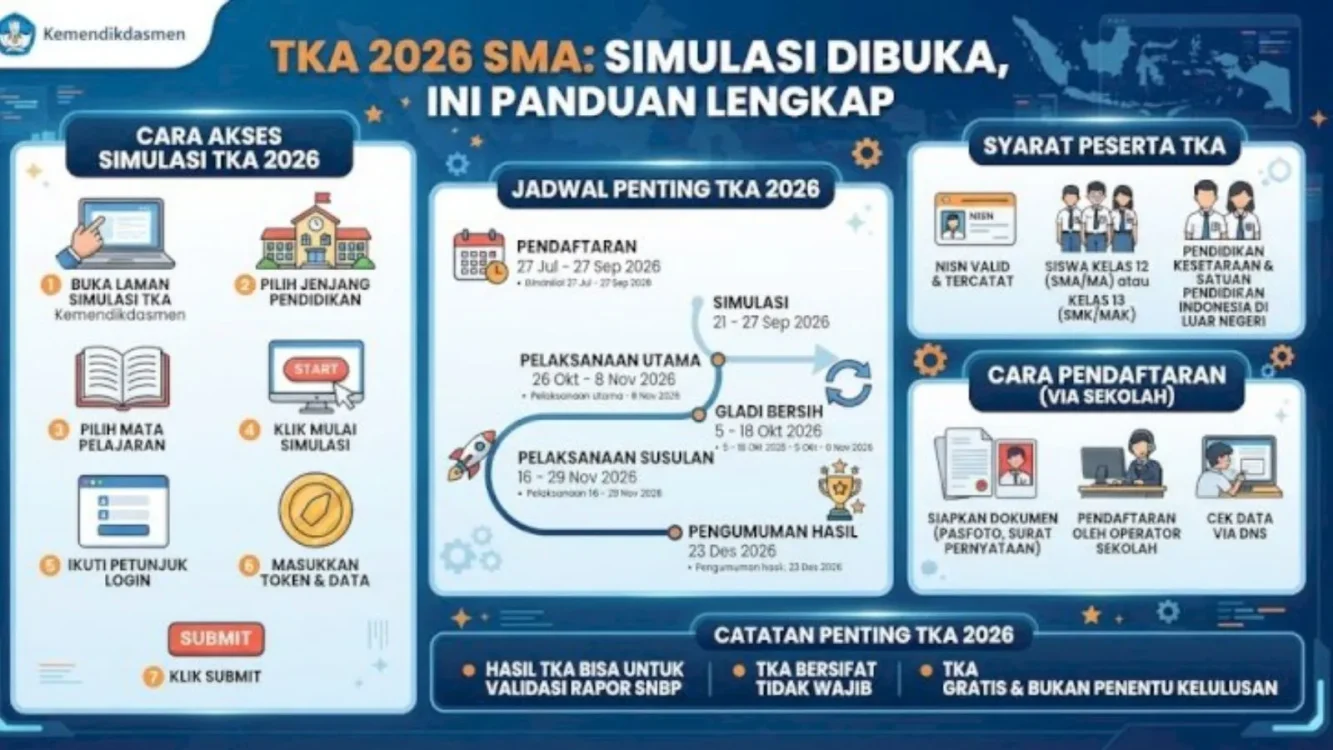 peserta TKA 2026 SMA/SMK perlu memastikan kedatangan sesuai jadwal