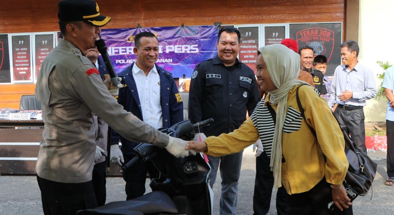 Motor Kembali, Warga Apresiasi Kinerja Polres Way Kanan Ungkap Curas Ranmor di 5 TKP