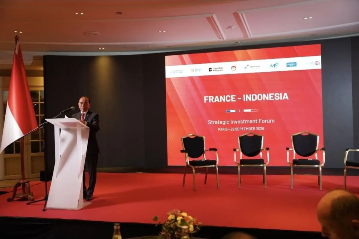 : Duta Besar RI untuk Prancis, Mohamad Oemar dalam Indonesia - France Strategic Investment Forum 2026 di Paris, pada 29 September 2026. (ANTARA/HO-KBRI Paris)