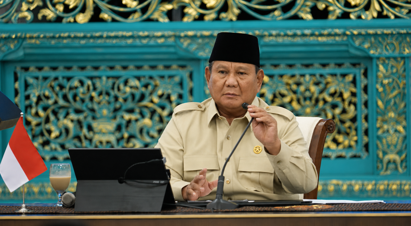 : Presiden Prabowo Subianto saat bertemu dengan pengusaha Kamar Dagang dan Industri (Kadin) Indonesia pusat dan daerah di Istana Negara, Jakarta, Jumat (31/7/2026). (Tangkapan Layar BPMI Setpres)