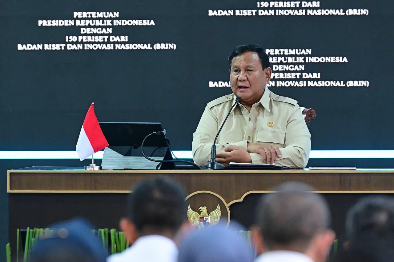 : Presiden Prabowo Subianto saat menerima para periset Badan Riset dan Inovasi Nasional (BRIN) di Istana Kepresidenan Jakarta, Kamis (6/8/2026). BPMI Setpres