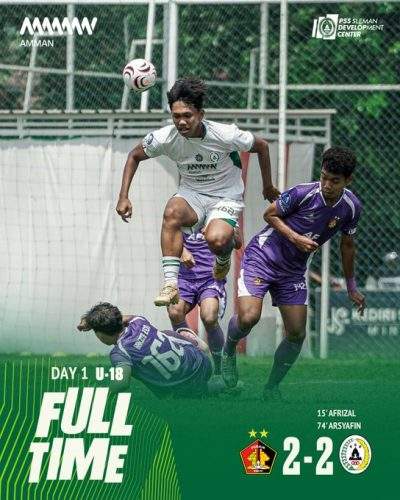 Saling Kejar Gol, PSS U18 Berbagi Poin dengan Persik U18