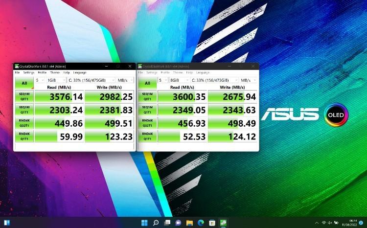 kecepatan baca storage yang terpasang pada ASUS Vivobook Pro 14 OLED
