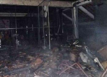 Kondisi Kebakaran ruko di Pasar Seni Gabusan Bantul