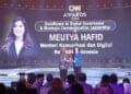 Dirjen KPM Kemkomdifi Fifi Aleyda Yahya Mewakili Menkomdigi Meutya Hafid menerima penghargaan CNN Indonesia Awards 2025 di Jakarta, Jumat malam (31/10/2025). (Foto: Amiri Yandi/KPM Kemkomdigi)